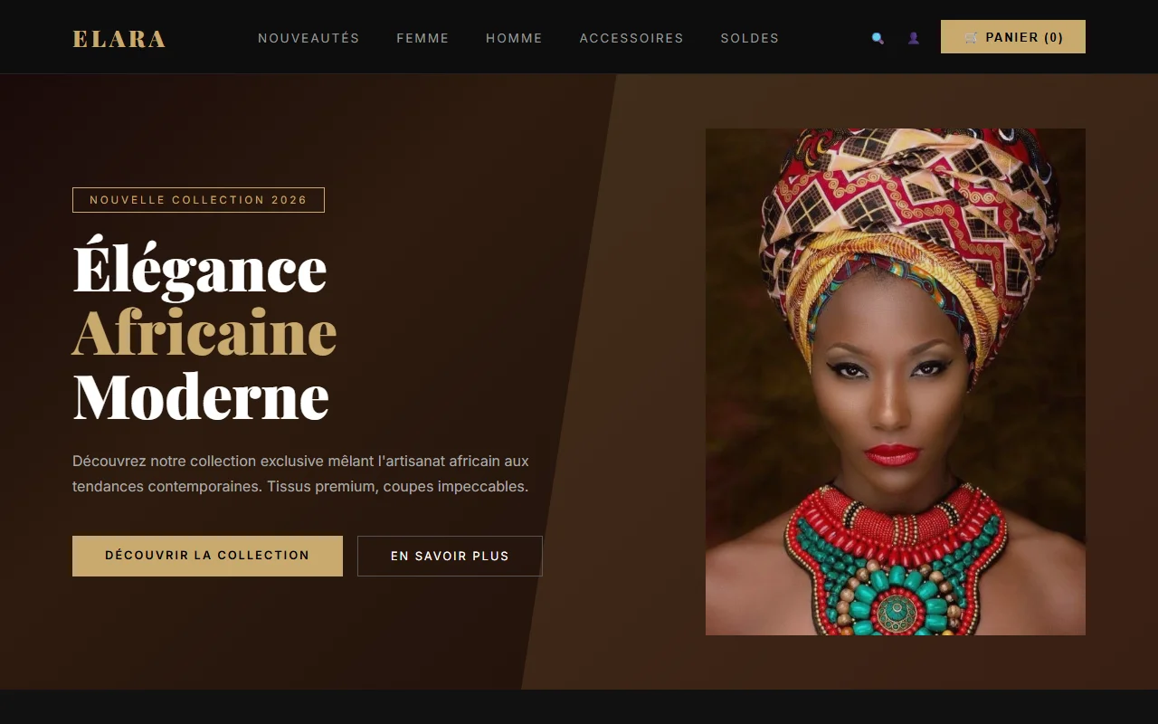 Aperçu du projet Boutique Mode Afrique