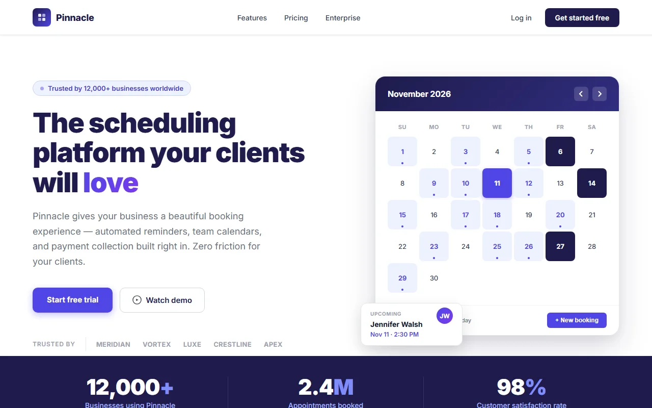 Aperçu du projet Pinnacle Scheduling AI